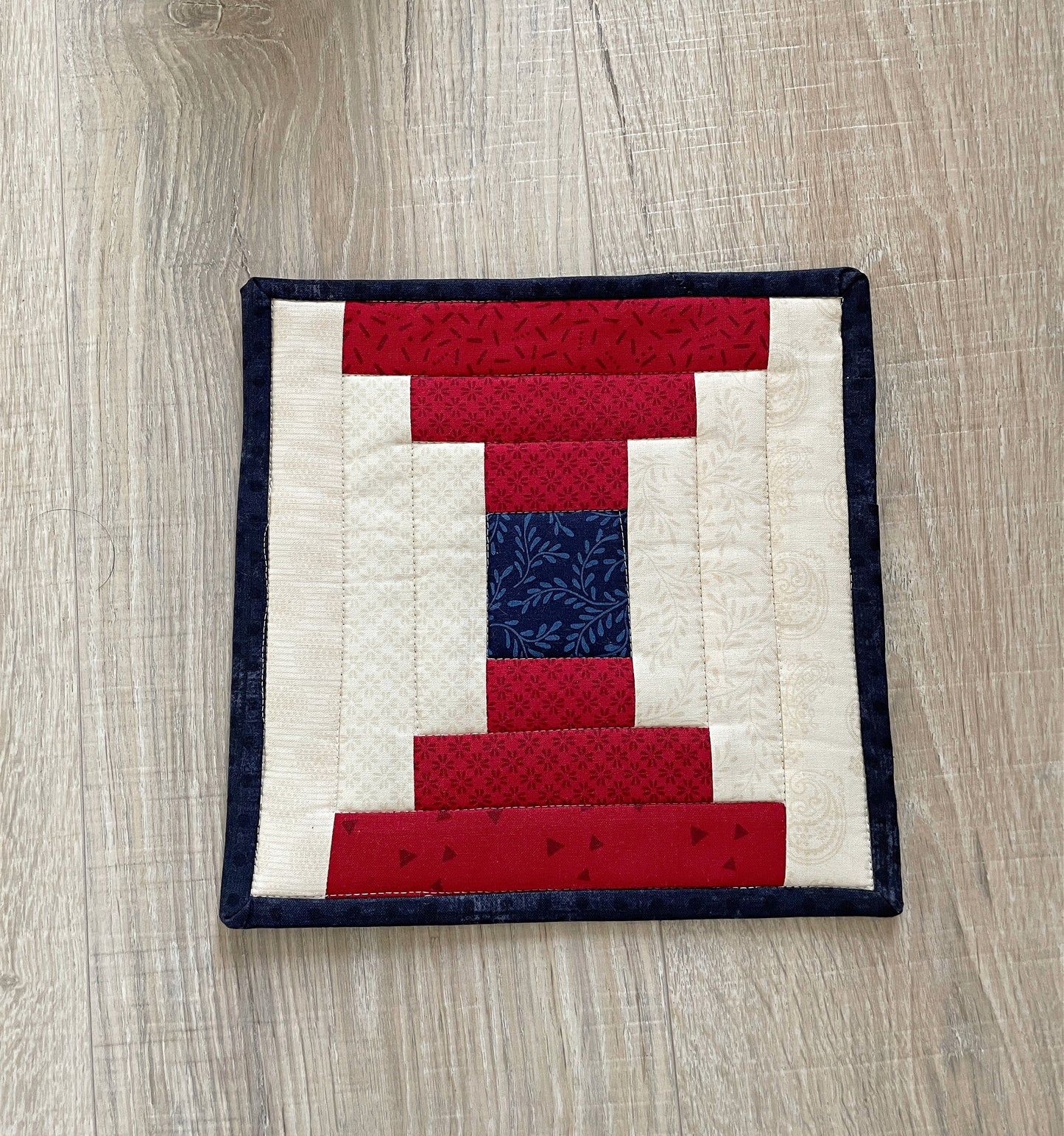 Set of 2 Patriotic Fabric Coasters, Handmade Americana Mug Rugs