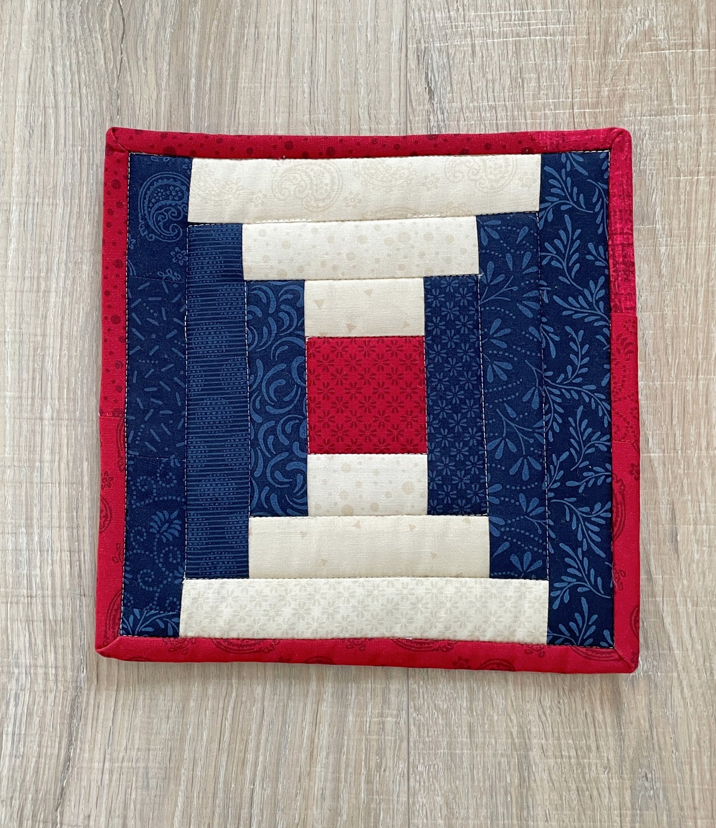 Set of 2 Patriotic Fabric Coasters, Handmade Americana Mug Rugs