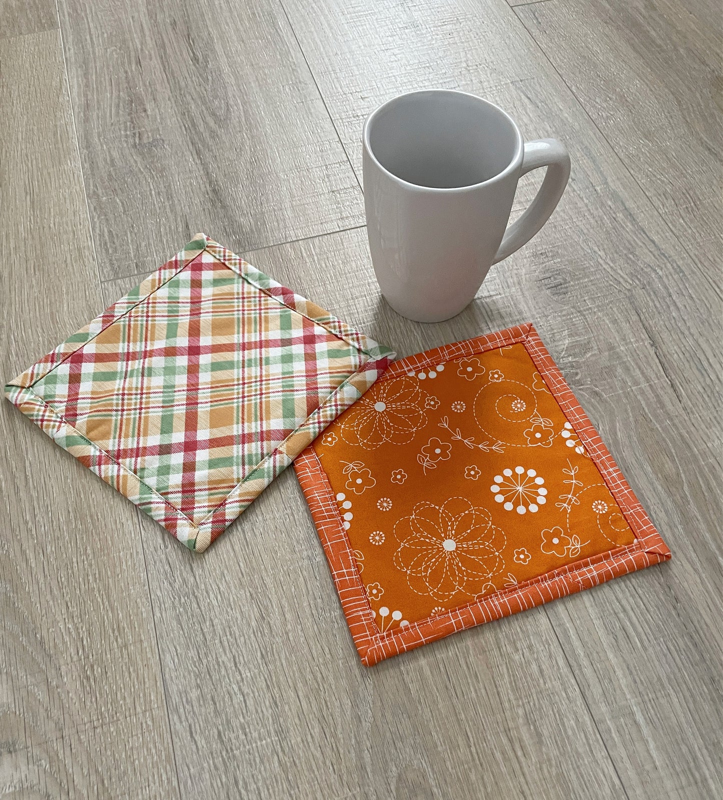 Quilted Fabric Coaster, Crazy Patchwork Pumpkin