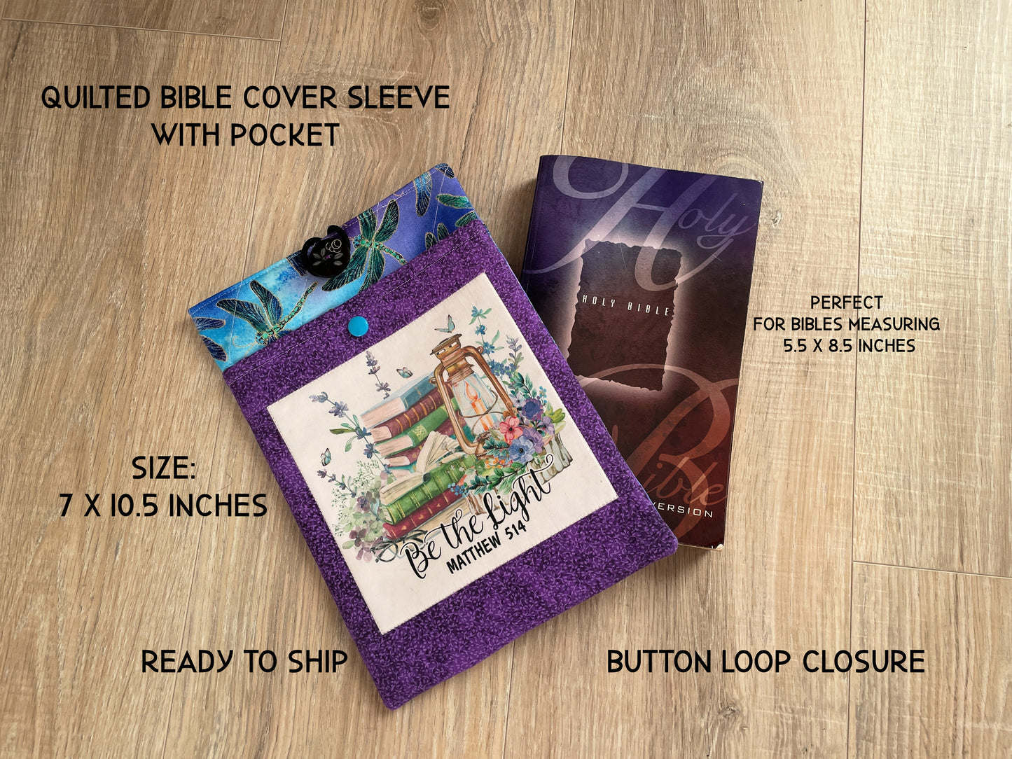 Bible Sleeve with Pocket, Bible Cover Christian Gift