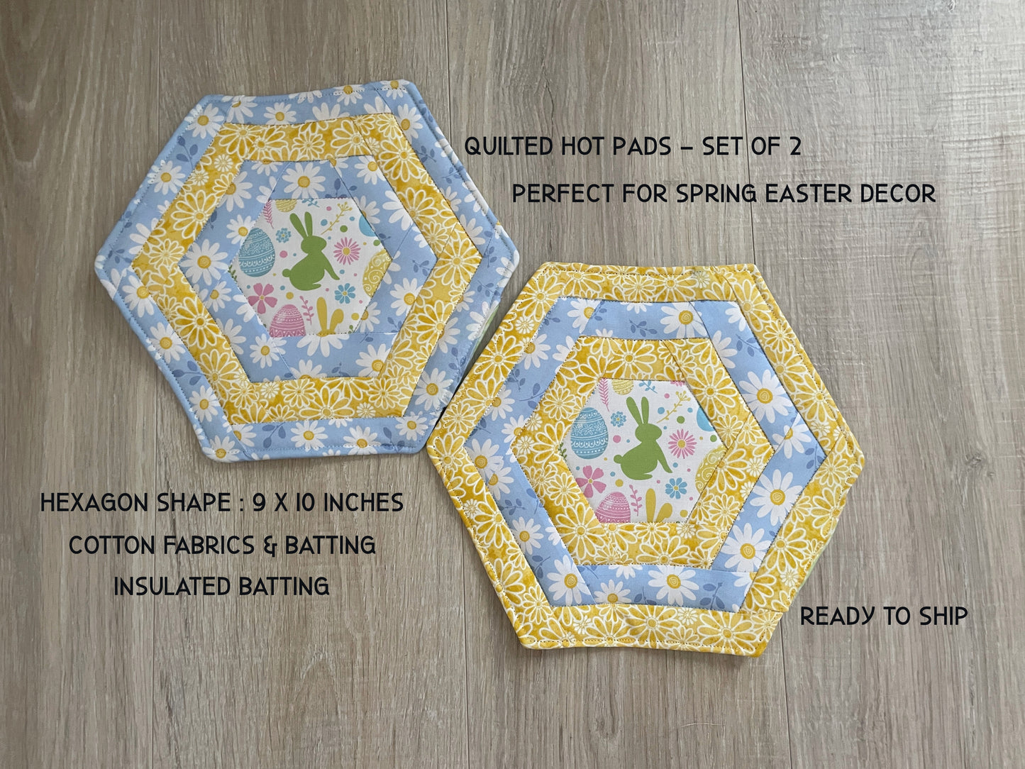 Easter and Spring Hot Pads, Set of 2 Quilted Mug Rugs