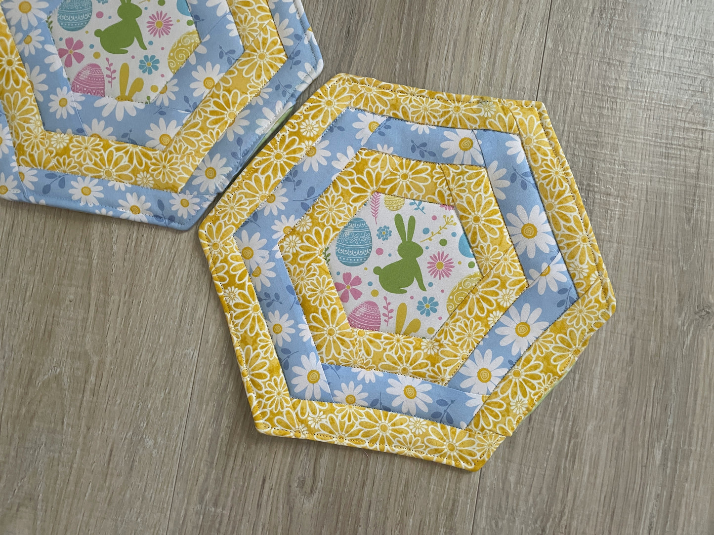 Easter and Spring Hot Pads, Set of 2 Quilted Mug Rugs