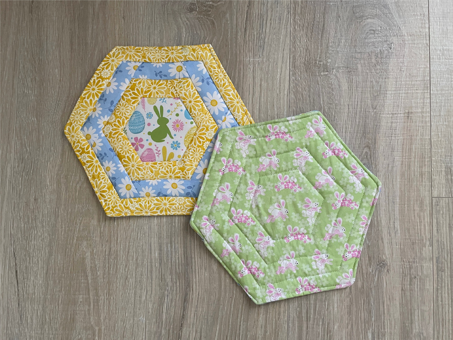 Easter and Spring Hot Pads, Set of 2 Quilted Mug Rugs