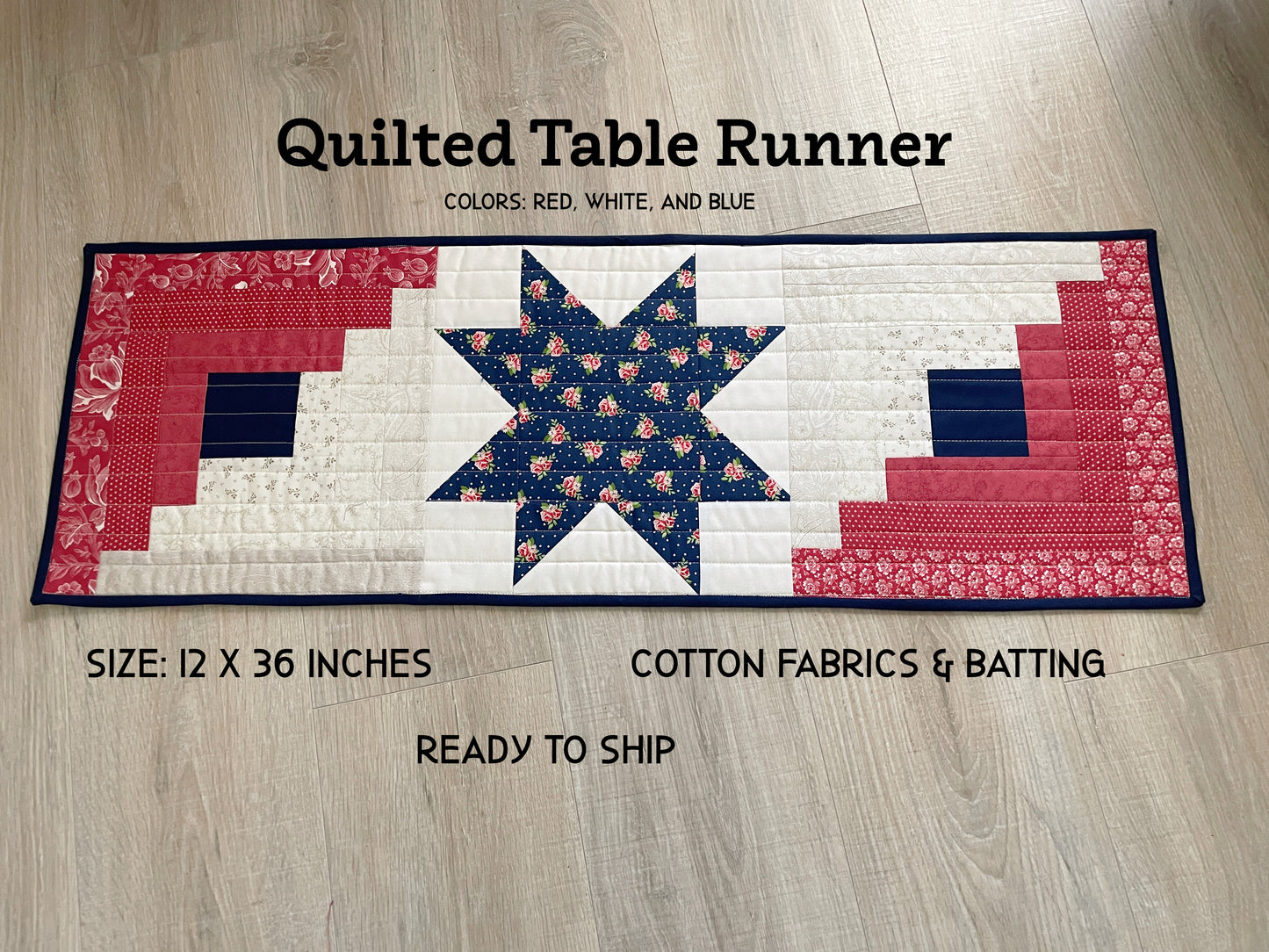 Red White Blue Quilted Table Runner