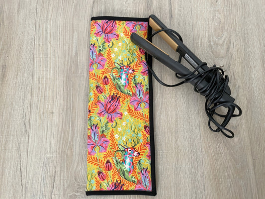 Flat/Curling Iron Quilted Case, Pink Yellow Florals