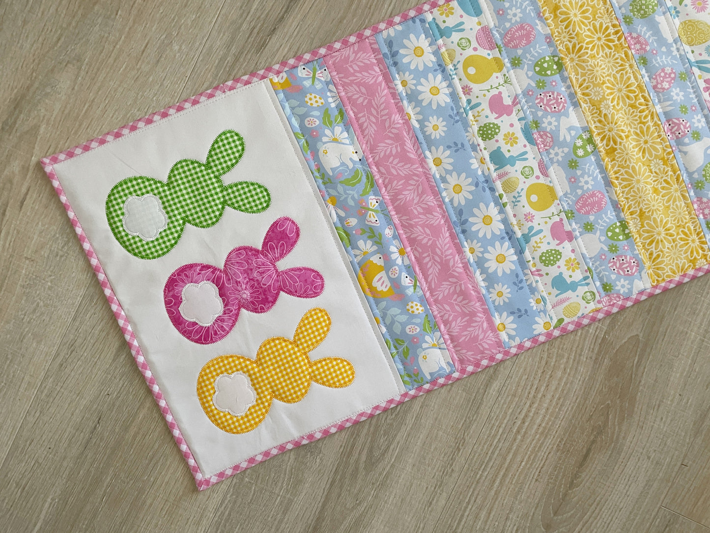 Quilted Table Runner, Easter Bunny Spring Home Decor