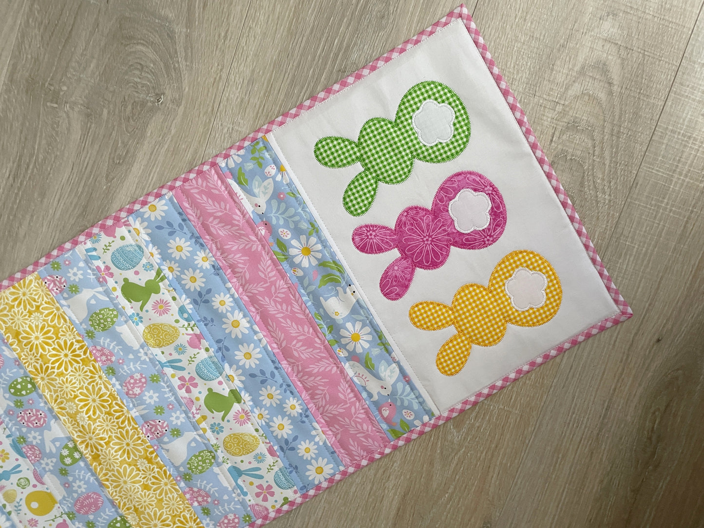 Quilted Table Runner, Easter Bunny Spring Home Decor