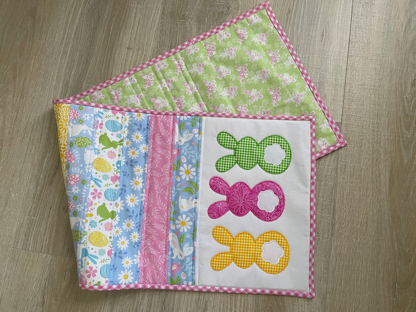 Quilted Table Runner, Easter Bunny Spring Home Decor