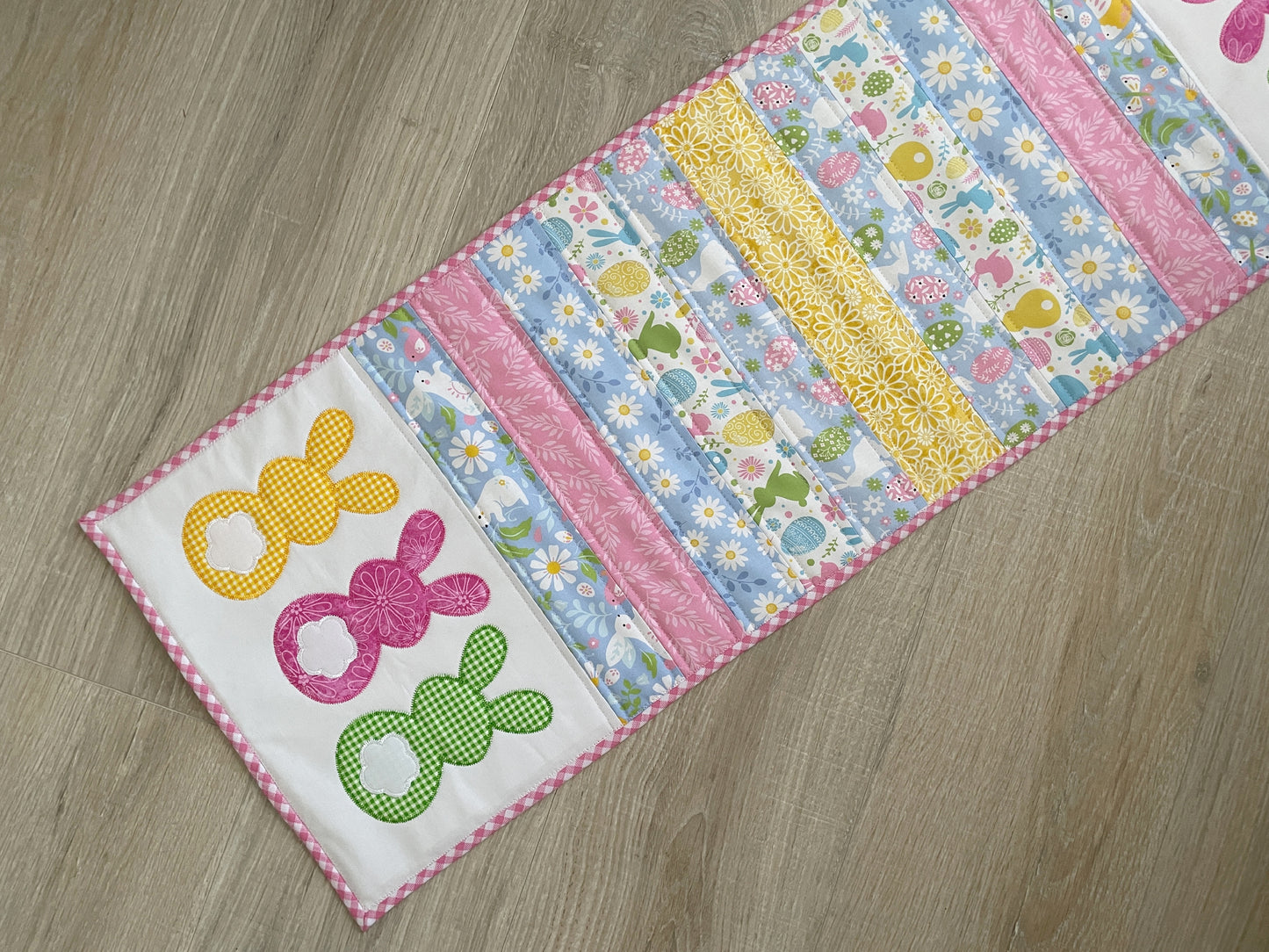 Quilted Table Runner, Easter Bunny Spring Home Decor