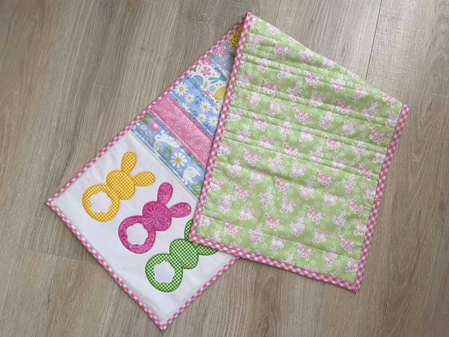 Quilted Table Runner, Easter Bunny Spring Home Decor
