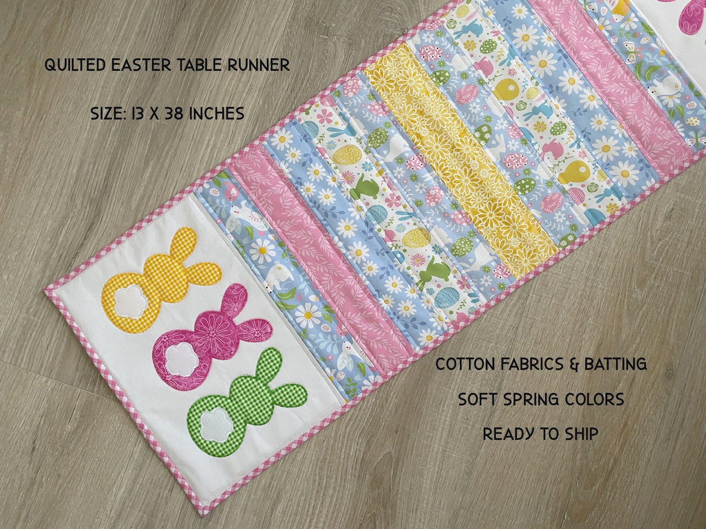 Quilted Table Runner, Easter Bunny Spring Home Decor