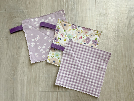 Purple Floral Fabric Jar Grippers Set of 3