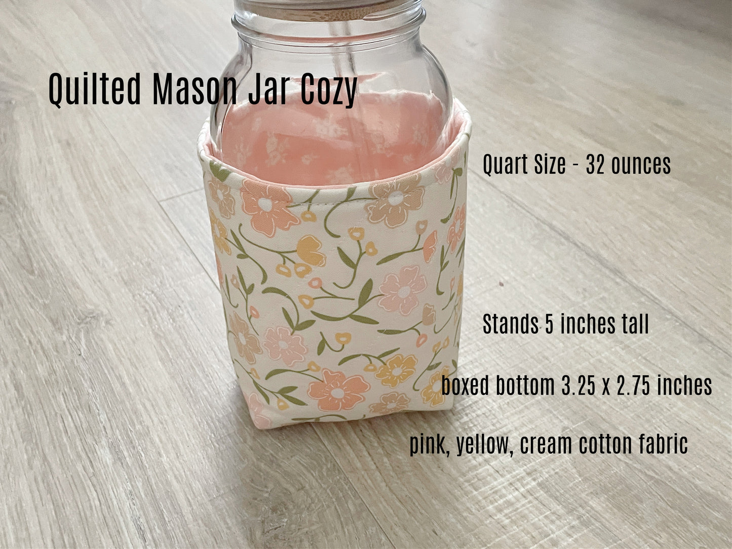 Insulated Mason Jar Cozy/Sleeve, Handmade Drink Accessory