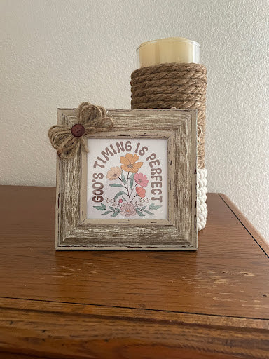 Gods Timing Is Perfect, Small Christian Sign, Faith Based Gift, Tier Tray Inspirational Decor