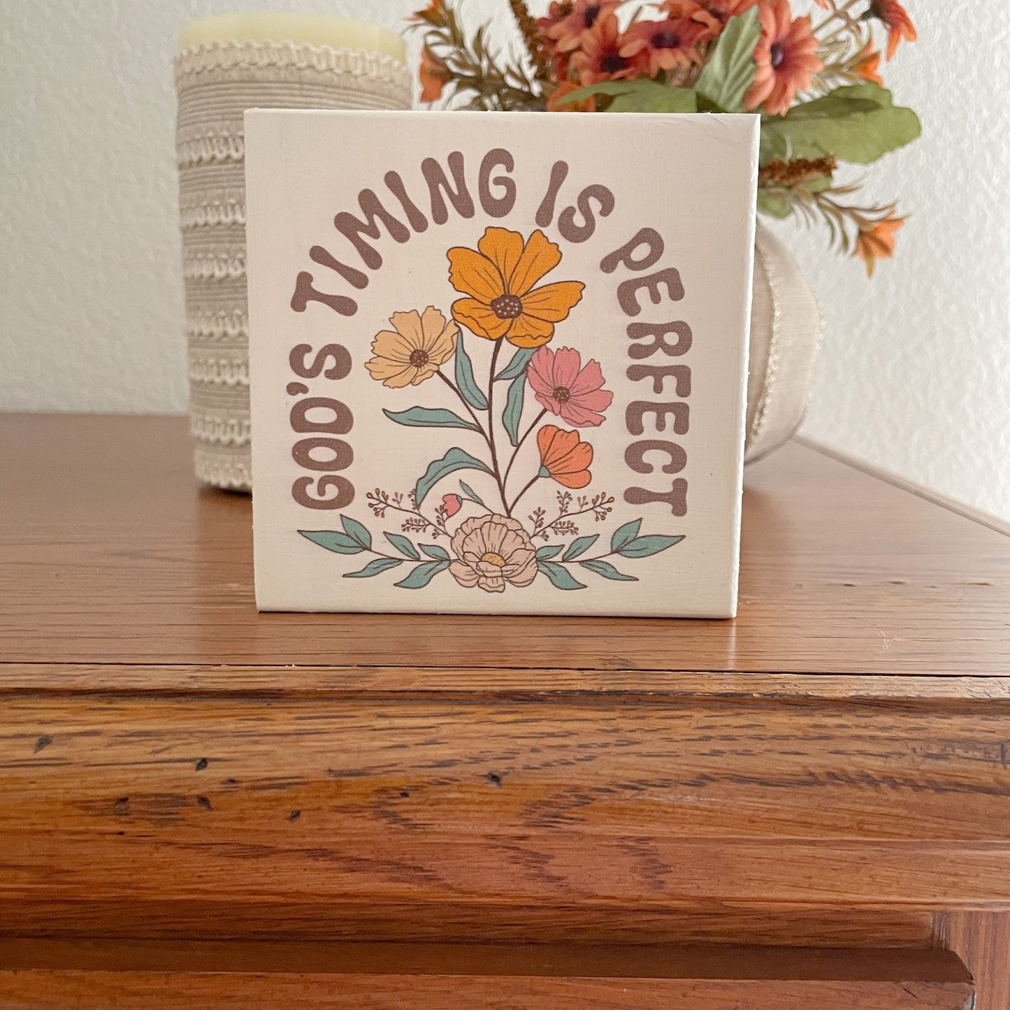 God’s Timing Is Perfect Sign – Christian Wall Decor, Rustic Scripture Art, Encouraging Gift
