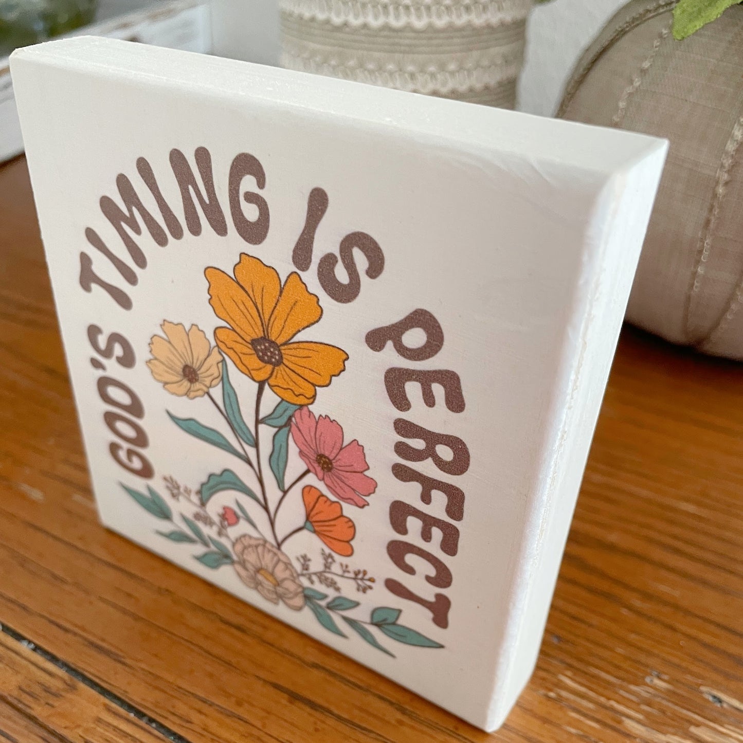 God’s Timing Is Perfect Sign – Christian Wall Decor, Rustic Scripture Art, Encouraging Gift