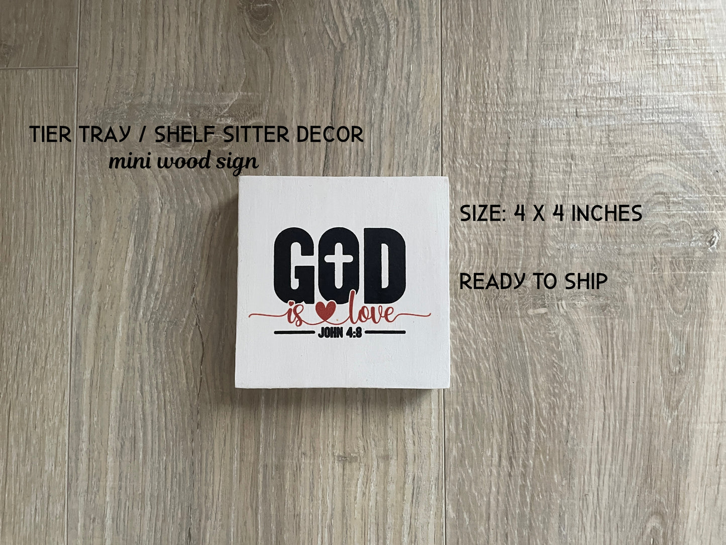 Christian Mini Wood Sign, Faith-Based Shelf or Tier Tray Decor