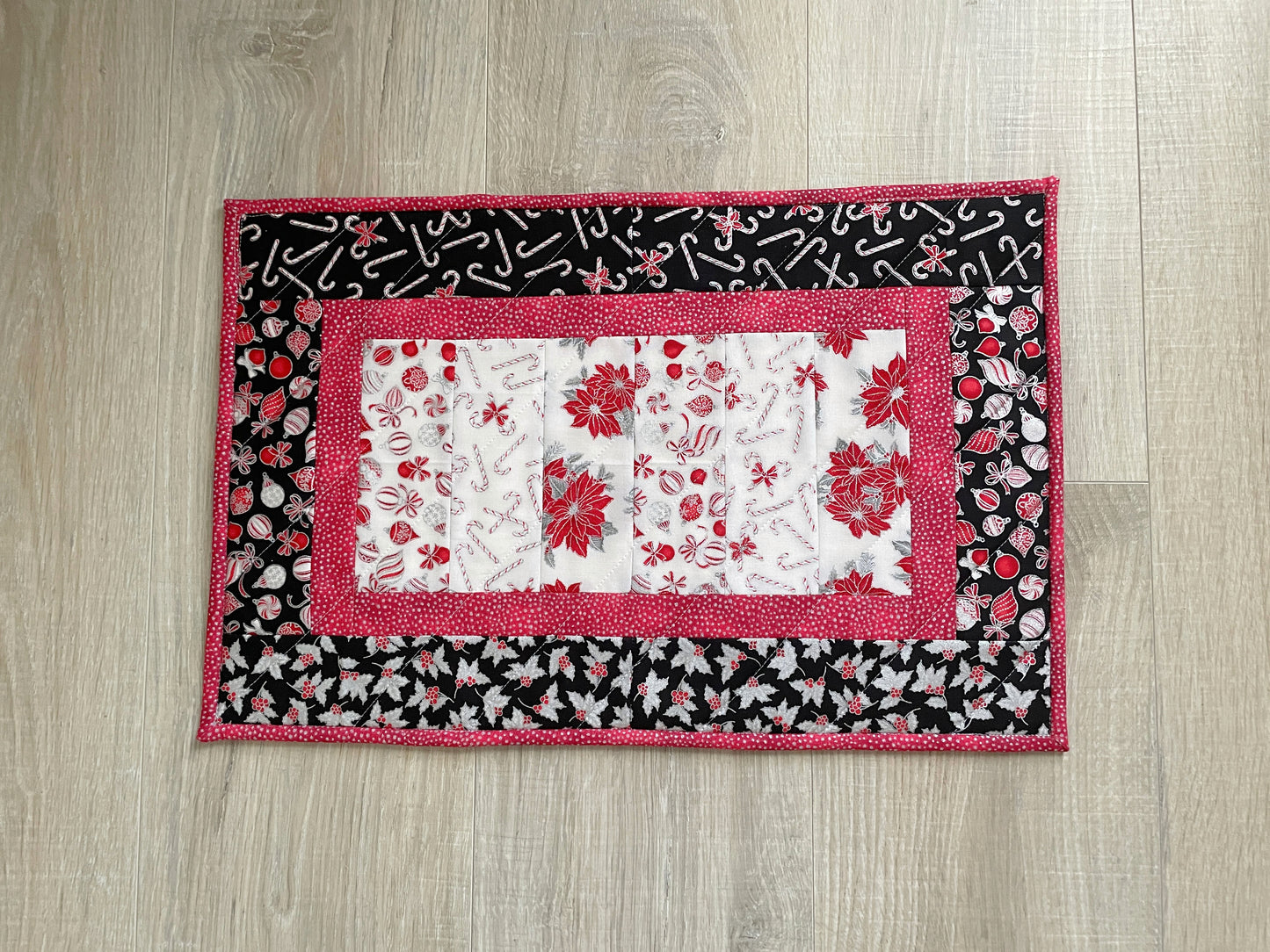 Quilted Christmas Large Casserole Hot Pad, Small Quilted Holiday Table Runner