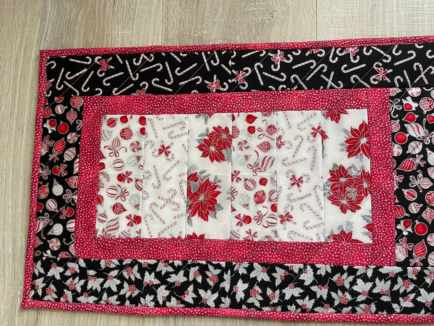 Quilted Christmas Large Casserole Hot Pad, Small Quilted Holiday Table Runner