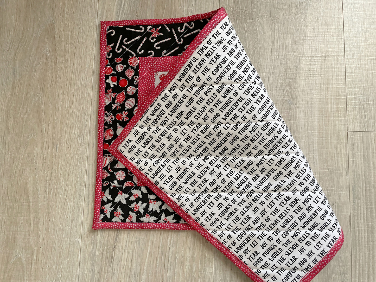 Quilted Christmas Large Casserole Hot Pad, Small Quilted Holiday Table Runner