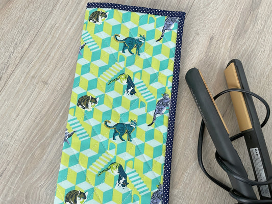 Flat/Curling Iron Quilted Case, Cat Lover Fabric