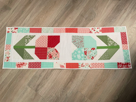 Quilted Table Runner, Handmade, Spring Tulips