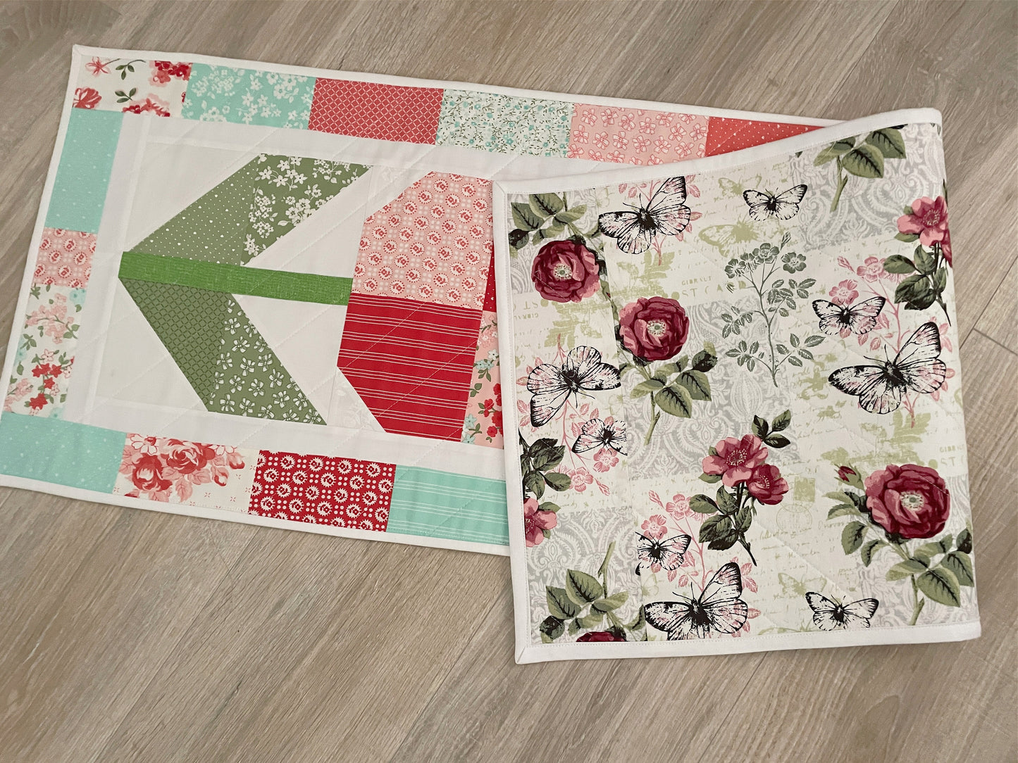 Quilted Table Runner, Handmade, Spring Tulips