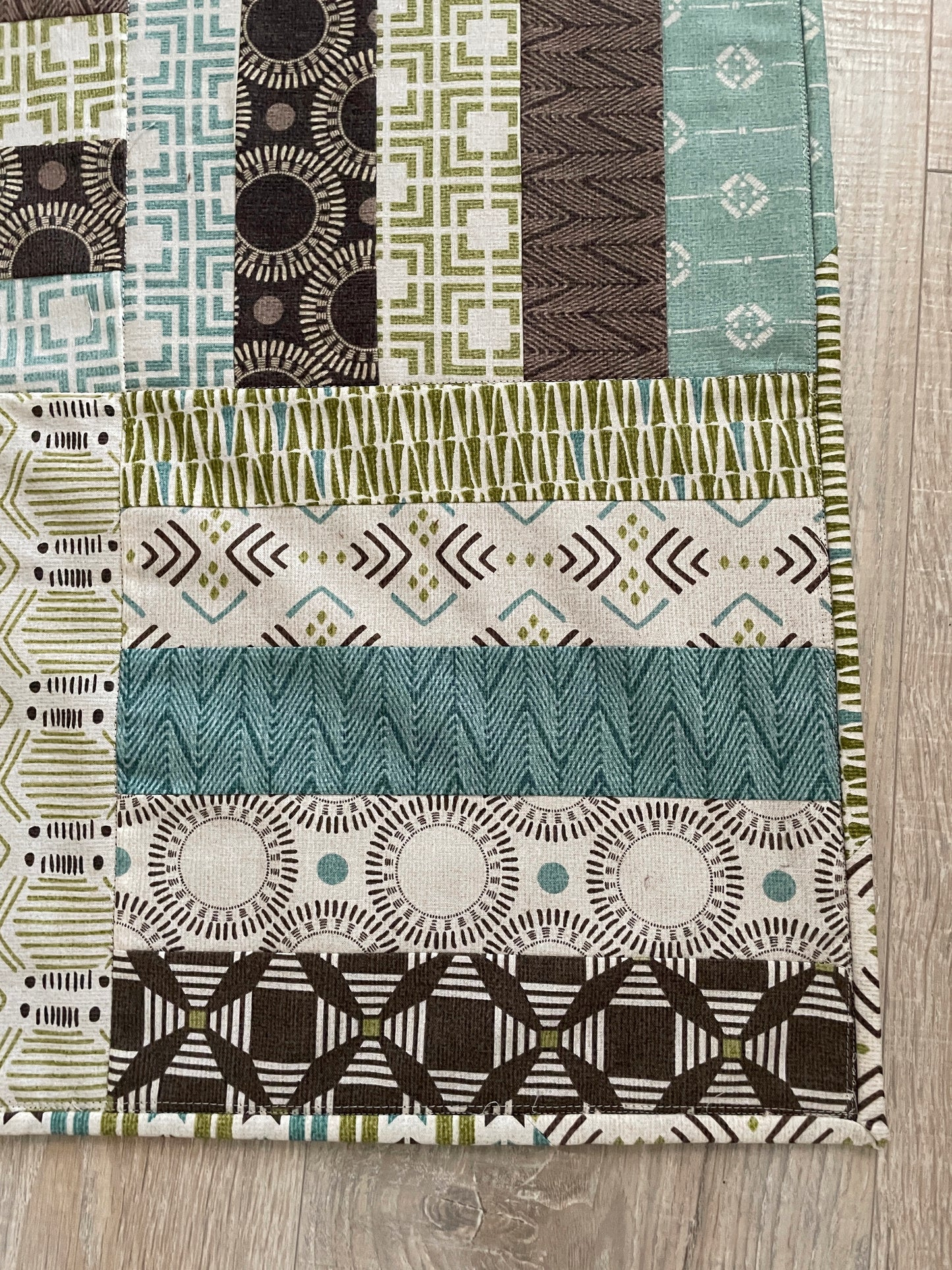 Boho Baby Boy Quilt in Earth Tones, Handmade Patchwork