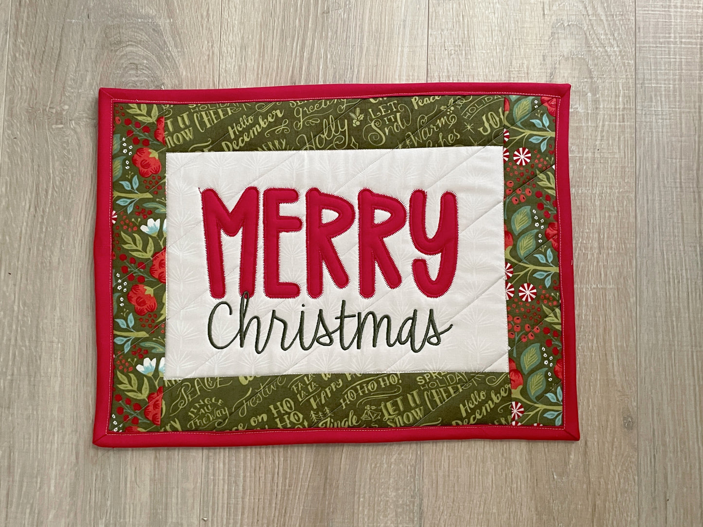 Quilted Christmas Large Casserole Hot Pad, Merry Christmas