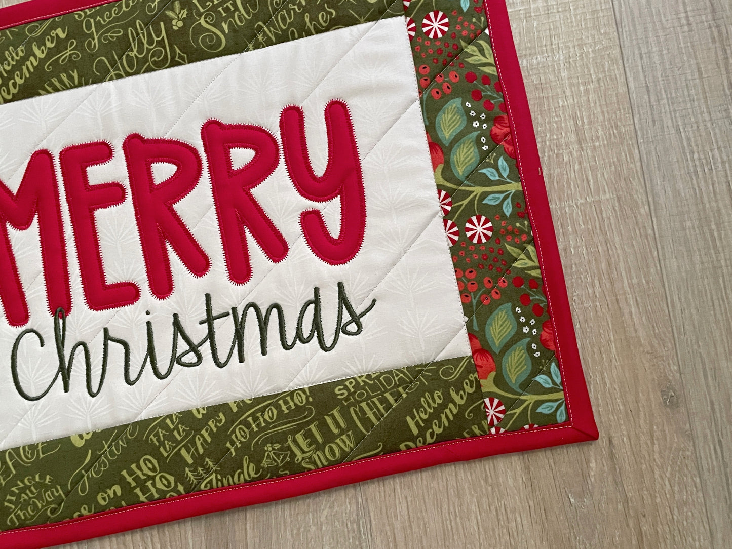 Quilted Christmas Large Casserole Hot Pad, Merry Christmas