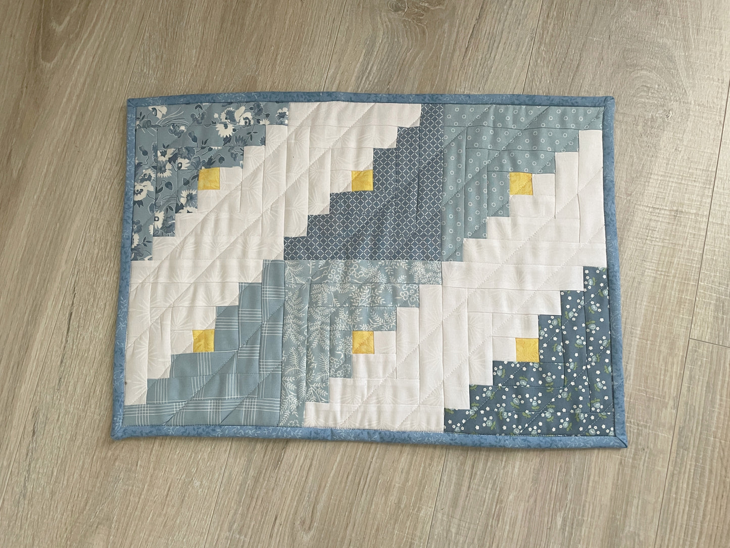Handmade Casserole Hot Pad, Quilted Floral Kitchen Decor, Oversized Kitchen Potholder, Blue and White Table Topper