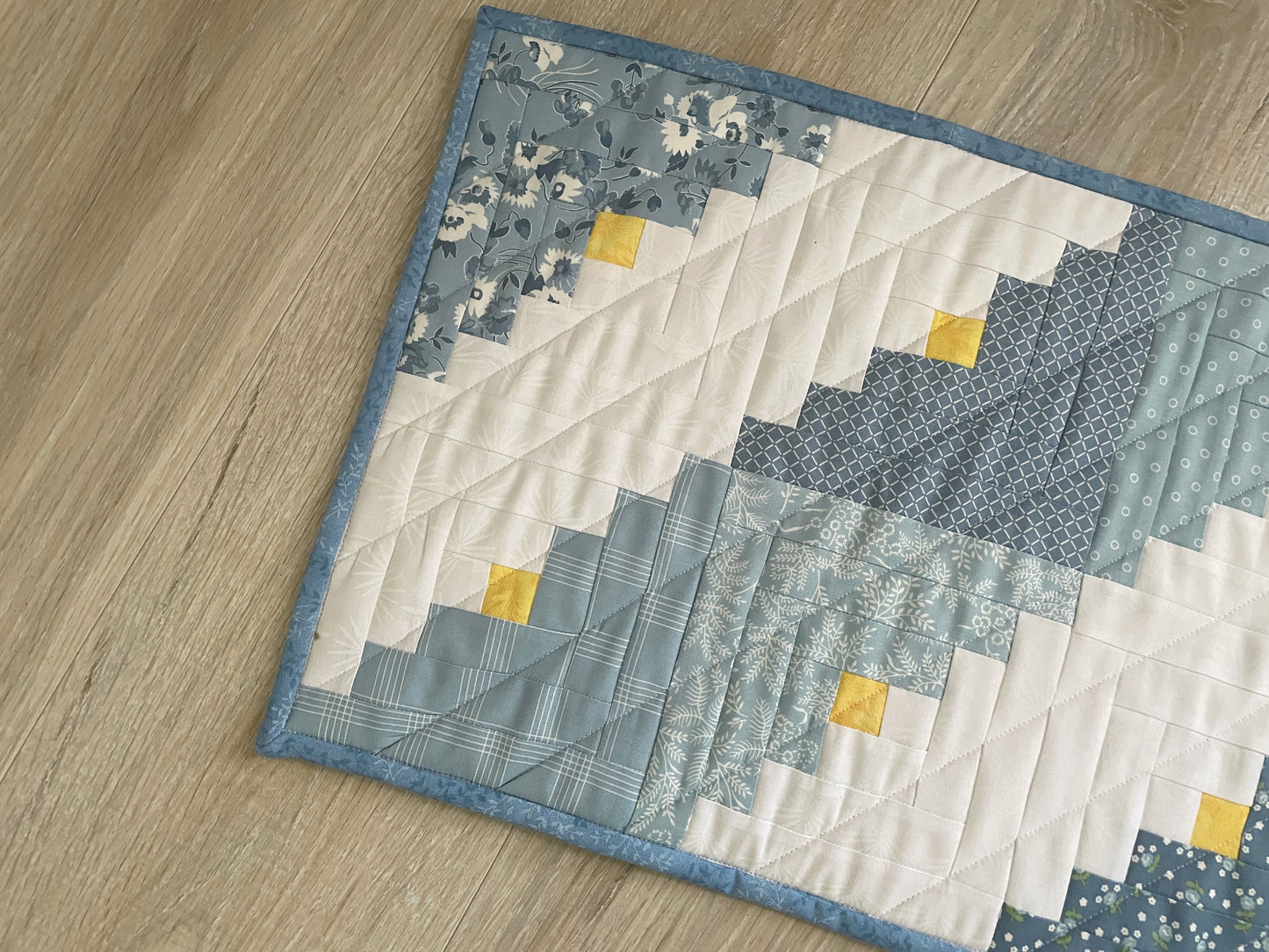 Handmade Casserole Hot Pad, Quilted Floral Kitchen Decor, Oversized Kitchen Potholder, Blue and White Table Topper
