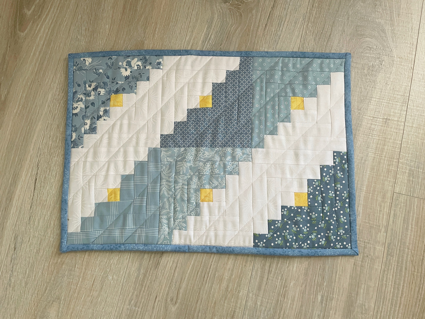 Handmade Casserole Hot Pad, Quilted Floral Kitchen Decor, Oversized Kitchen Potholder, Blue and White Table Topper