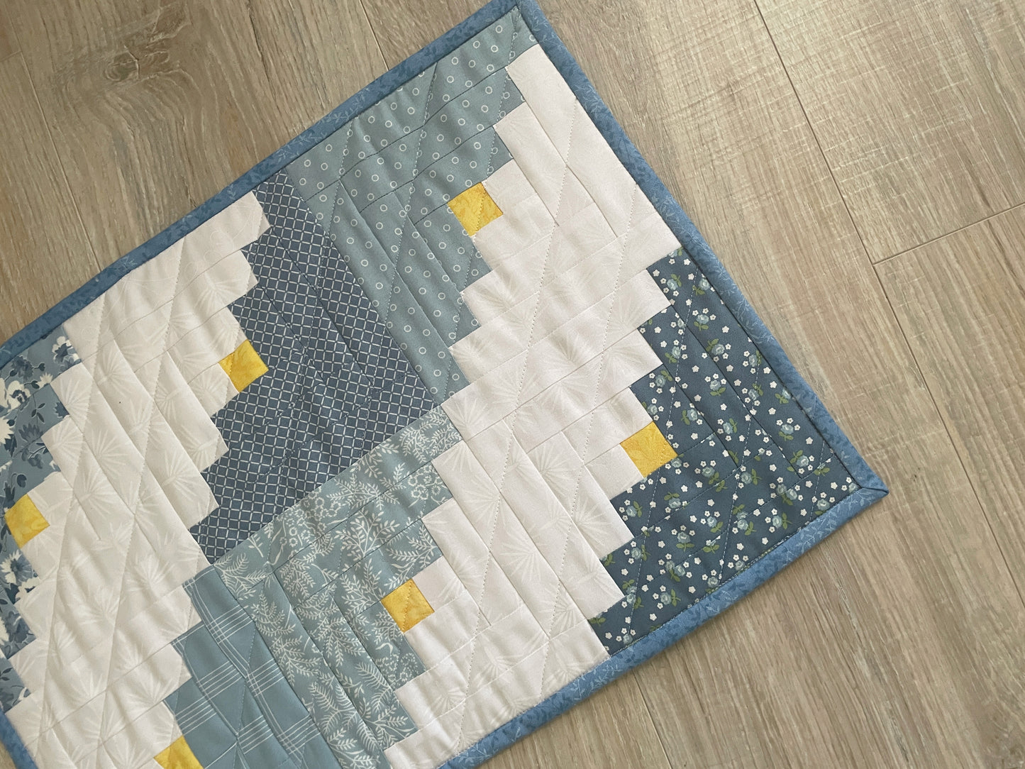 Handmade Casserole Hot Pad, Quilted Floral Kitchen Decor, Oversized Kitchen Potholder, Blue and White Table Topper
