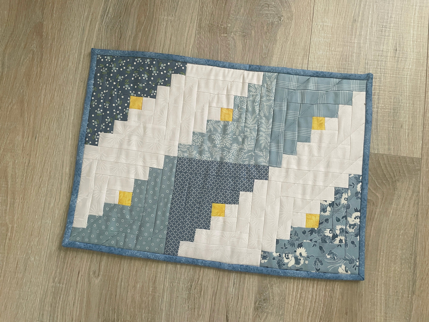 Handmade Casserole Hot Pad, Quilted Floral Kitchen Decor, Oversized Kitchen Potholder, Blue and White Table Topper