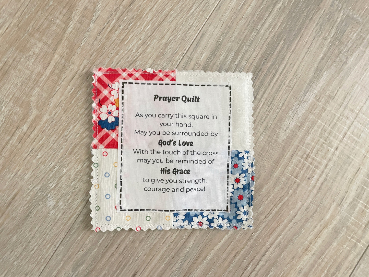 Mini Prayer Quilt with Wooden Cross – Pocket Prayer Square