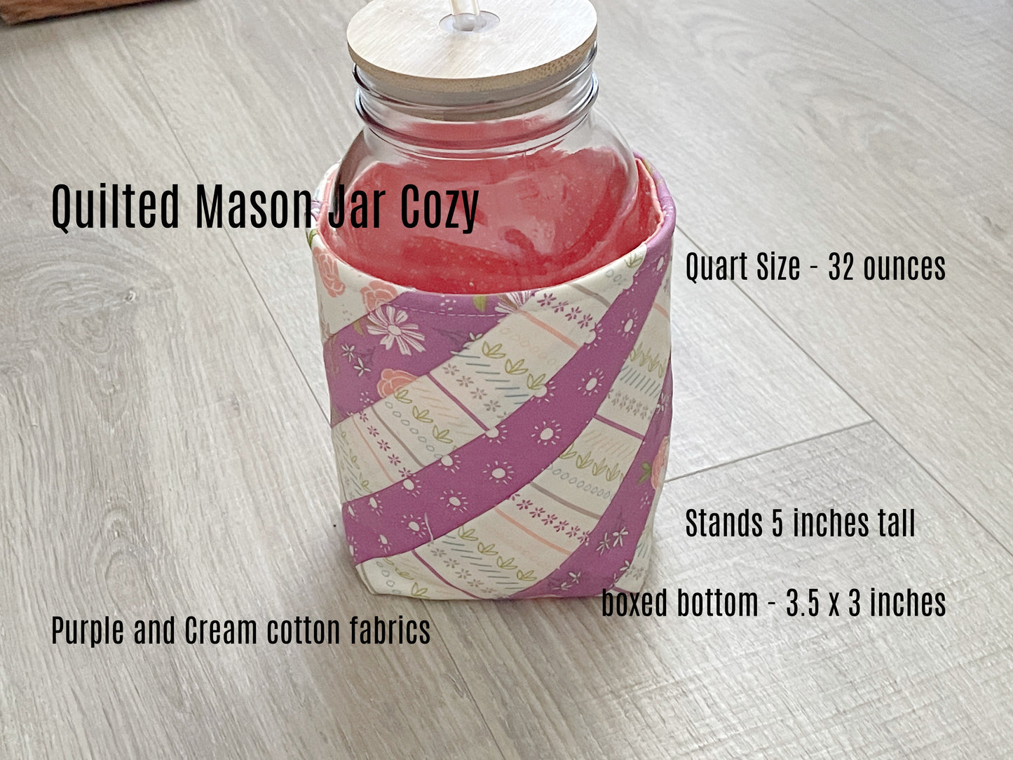 Insulated Mason Jar Cozy/Sleeve, Handmade Drink Accessory
