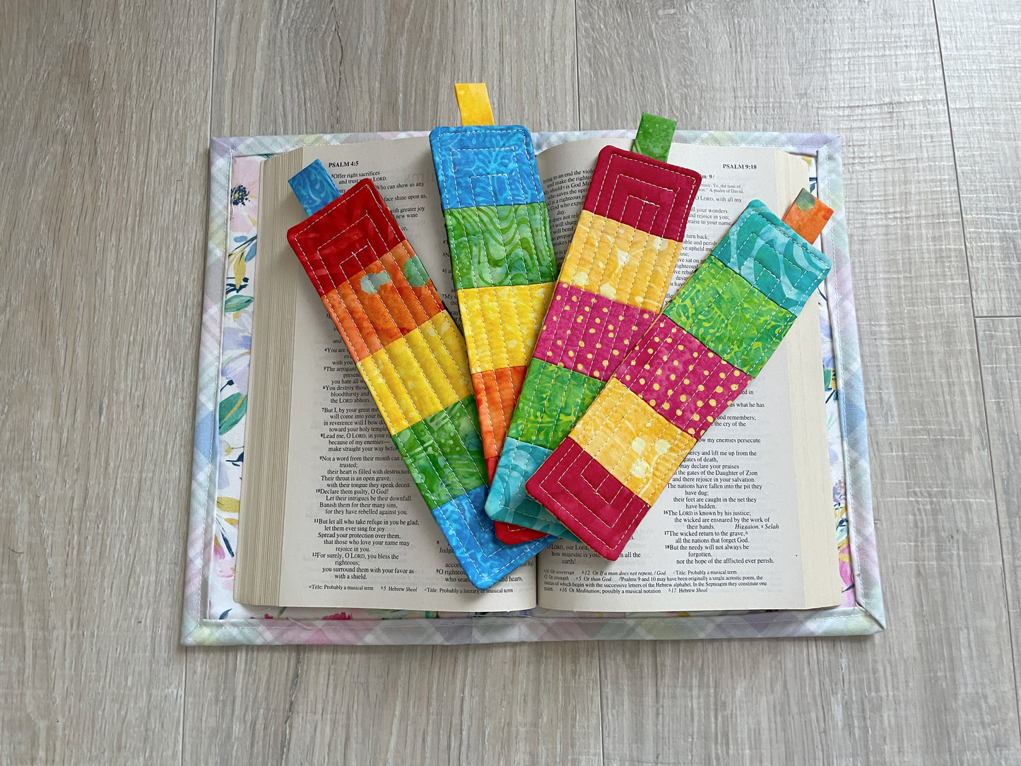 Handmade Quilted Bookmarks, Set of 4 Scrappy Bookmark Gift for Book Lovers