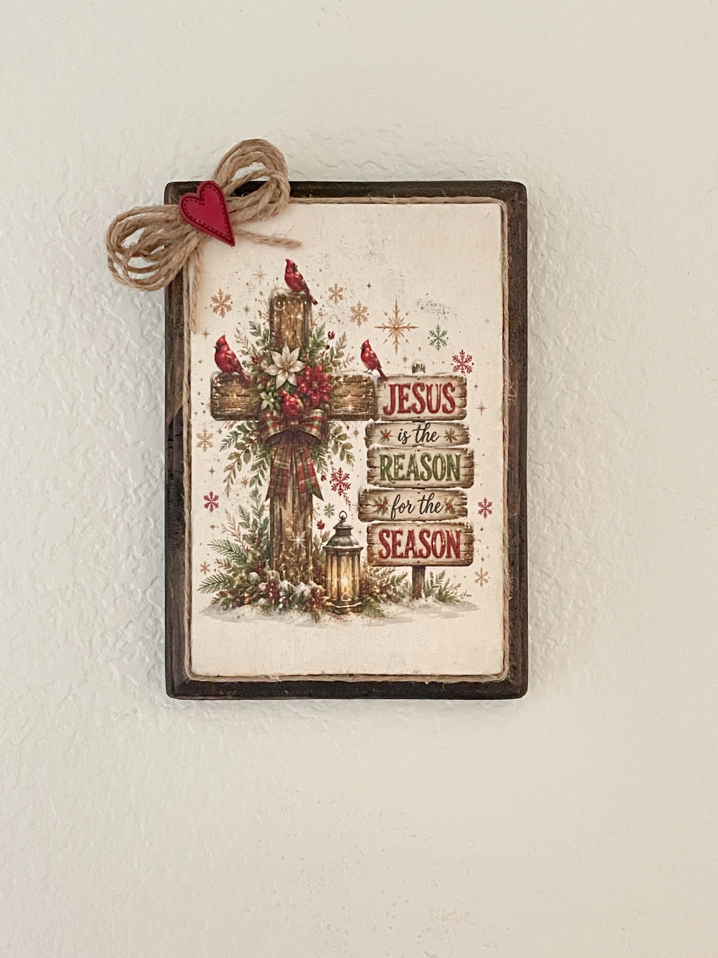 Christian Christmas Plaque – Jesus Is the Reason for the Season (5x7 Wood Sign)