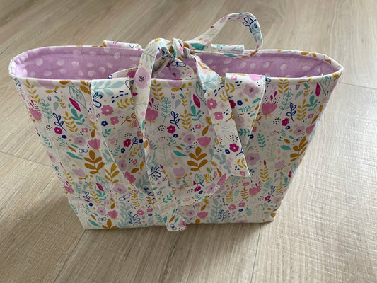 Quilted Book Sleeve with Handles, Handmade Floral Cotton Bible Protector