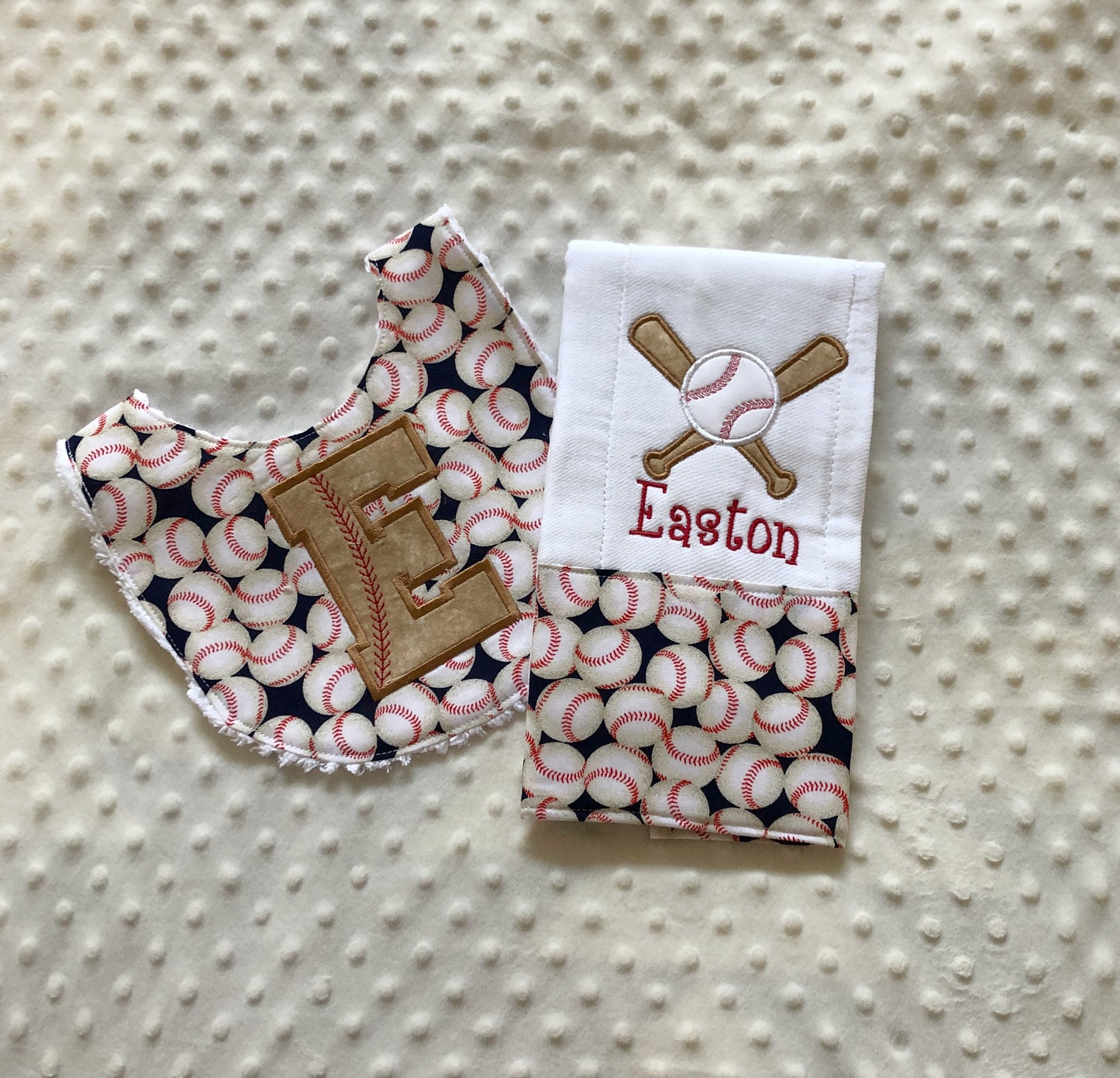 personalized baby boy gift set baseball themed fabric