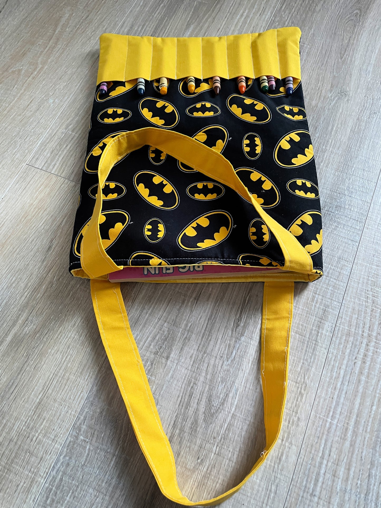 Kids Activity Tote Bag with Crayons, Colorful Superhero