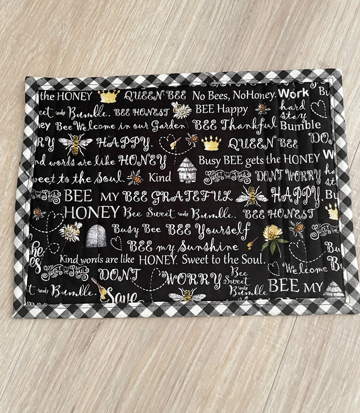 Quilted Bee Themed Fabric Mug Rug/ Coasters, Handmade Drink Protectors
