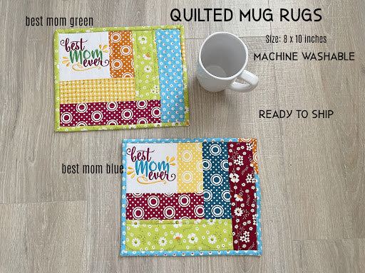 Quilted Best Mom Ever Mug Rug/ Coasters, Choose Your Design, Handmade Drink Protectors