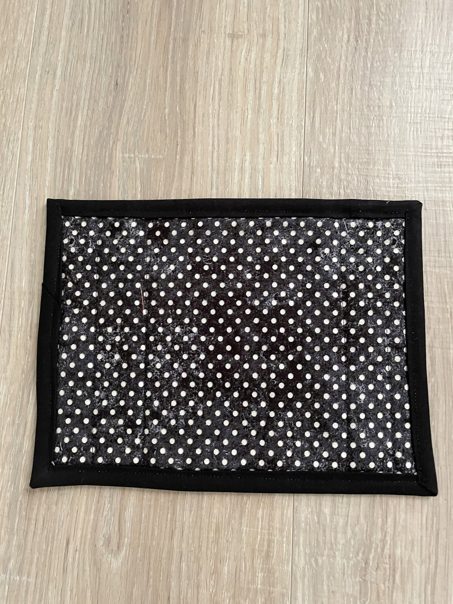 Cat Lover Mug Rug: Handmade Quilted Orange Snack Mat with Black Cat