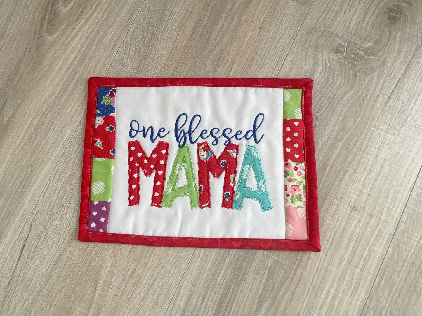 Handmade Quilted Mug Rug, Fabric Coaster gift for Mom