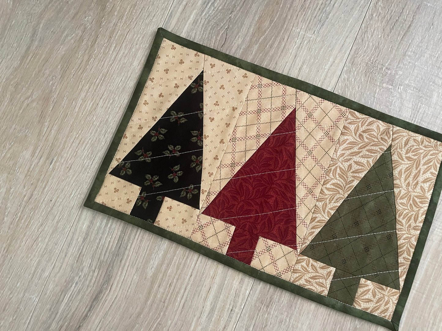 Quilted Pine Tree Mug Rug: Handmade Country Farmhouse Snack Mat