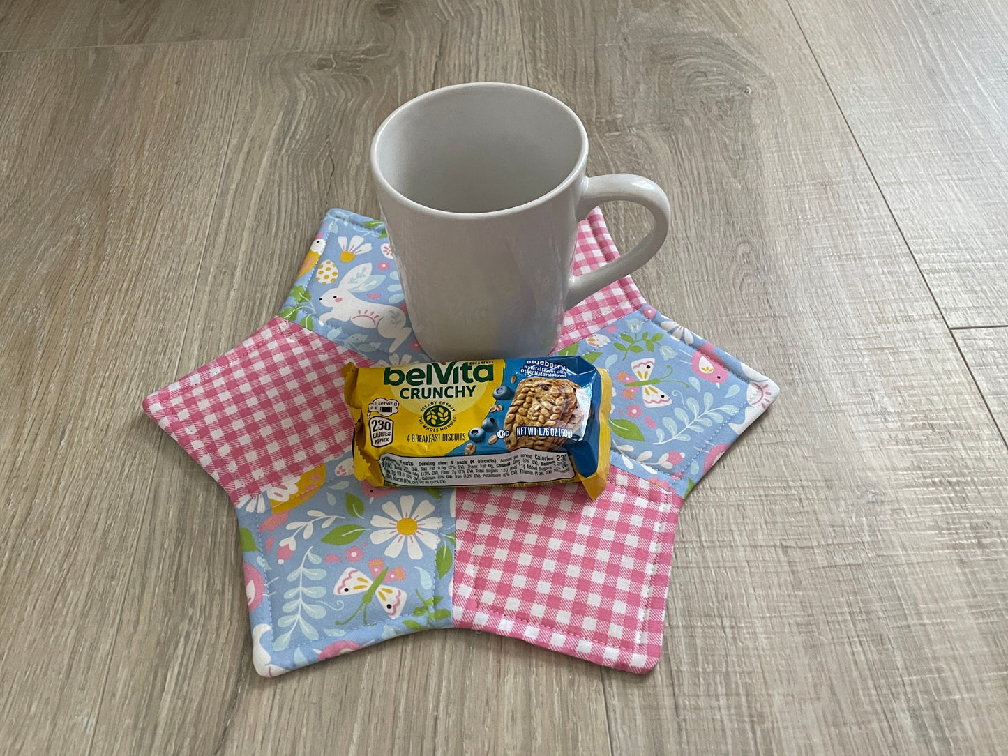 Easter Candle Mat, Quilted Spring Mug Rug