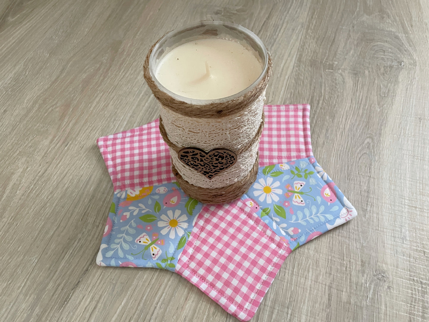 Easter Candle Mat, Quilted Spring Mug Rug