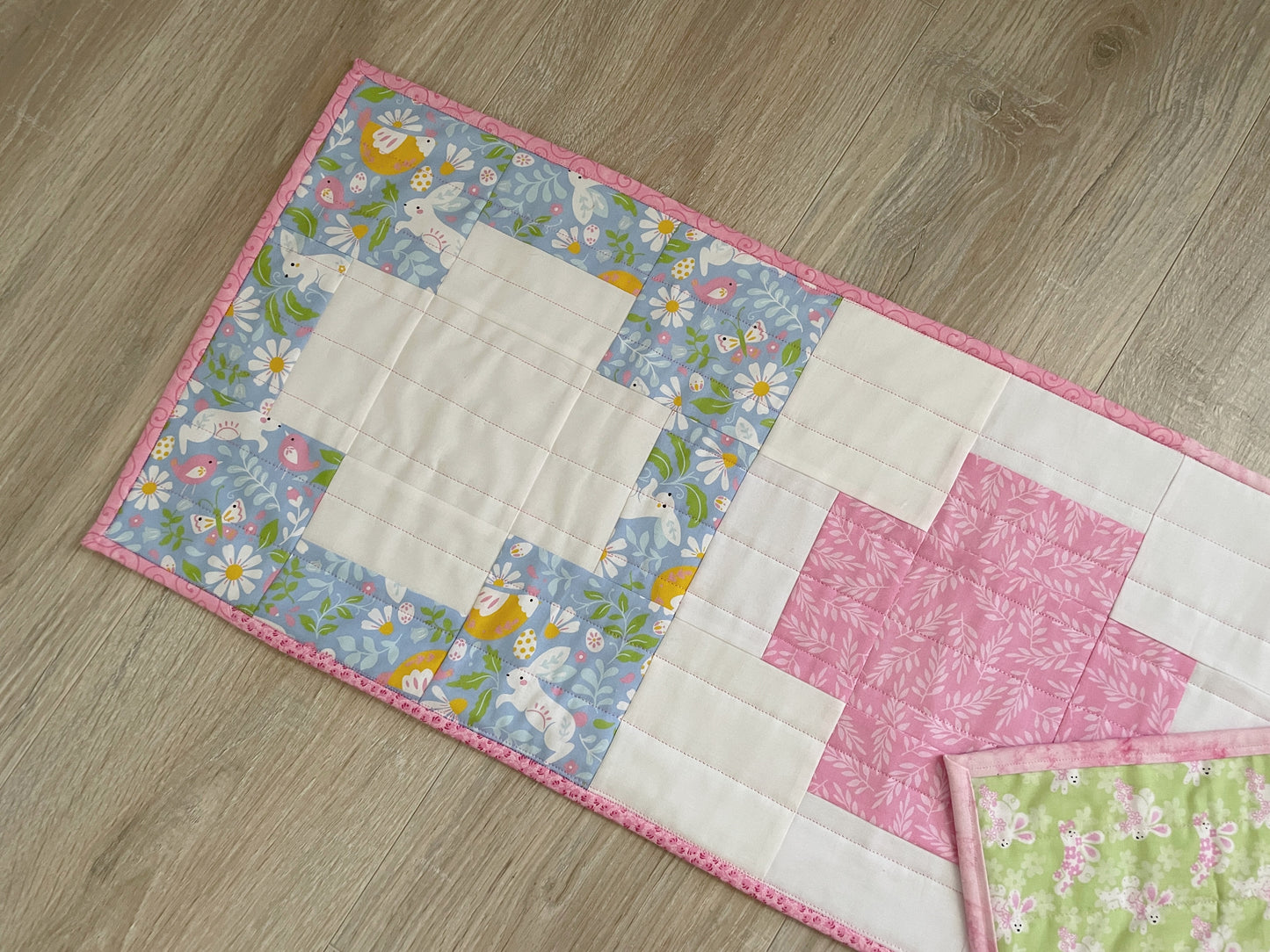 Quilted Table Runner, Quilted Easter Table Runner, Modern Cross Spring Table Runner, 12 x 48 inches